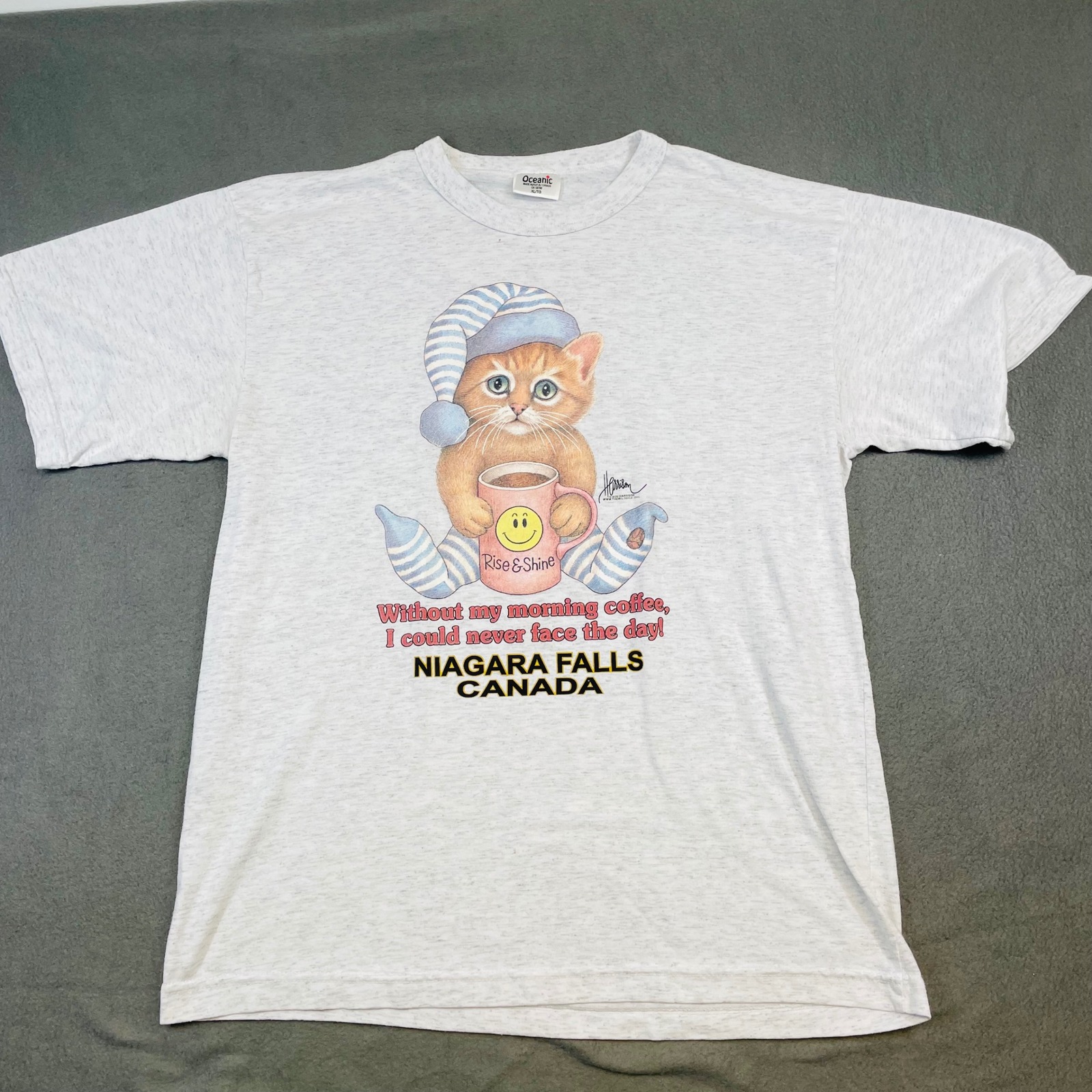 Vintage Cat Coffee Niagara Falls Canada Made In Canada Xl Gift Tee Retro
